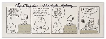Original Charles Schulz Hand-Drawn Peanuts Comic Strip -- With Charming Valentines Day Content