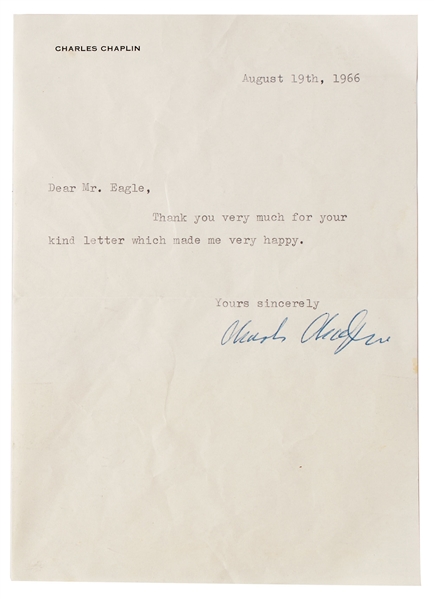 Charlie Chaplin Letter Signed