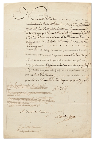 French King Louis XVI Document Signed -- Dated 1786, Three Years Before the French Revolution