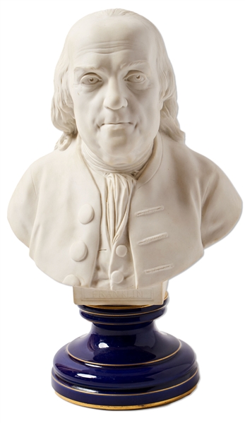 Benjamin Franklin Porcelain Bust Sculpture from the Famed Sèvres Factory