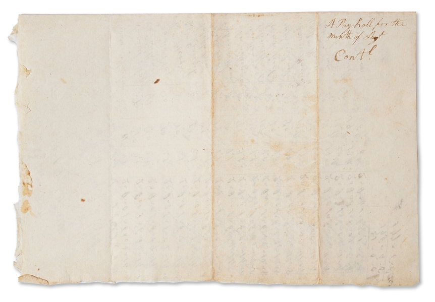 Revolutionary War 1779 Payroll for the 3rd Massachusetts, Lemuel Clap's Company, that Served During the Boston Siege