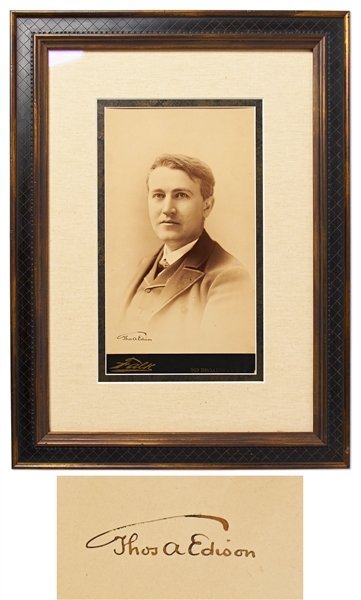 Thomas Edison Signed Portrait Measuring Over 7'' x 12.5'' -- With JSA COA