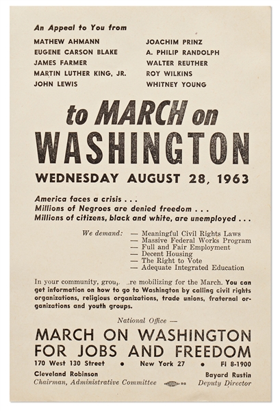 Flyer from the 1963 Civil Rights Event ''March On Washington''