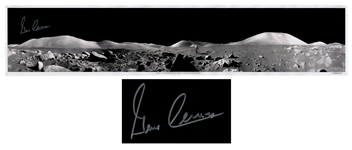 Gene Cernan Signed 40 Panoramic Photo of the Lunar Surface