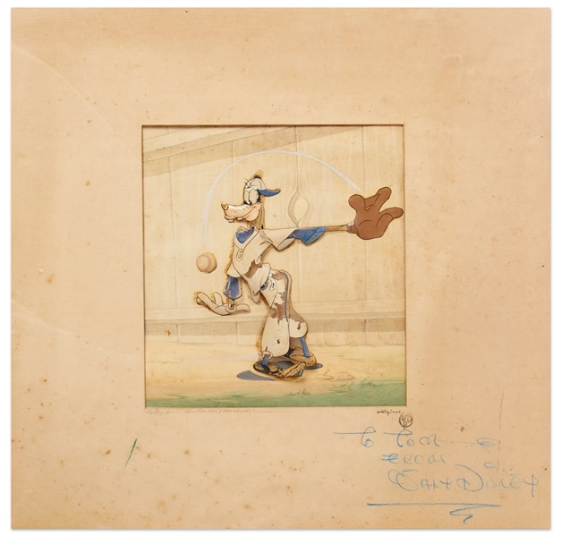 Walt Disney Signed Cel from the 1942 Short ''How to Play Baseball'' -- Lot Also Includes Cel from ''Snow White and the Seven Dwarfs''