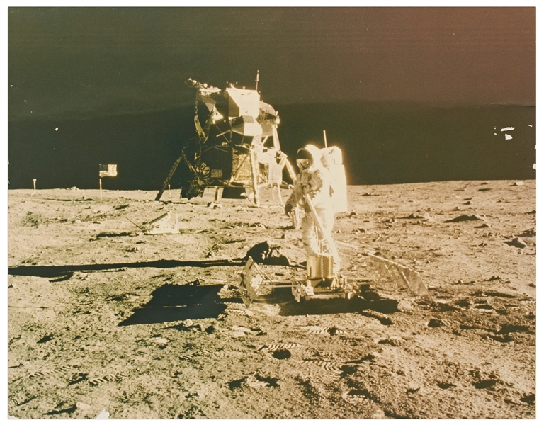 Large Format NASA Chromogenic Photograph of Buzz Aldrin on the Moon -- Measures 13.5'' x 10.75