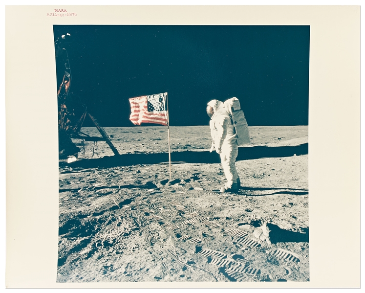Apollo 11 Red Number Photo of Buzz Aldrin Standing on the Moon Next to the U.S. Flag -- Printed on ''A Kodak Paper''