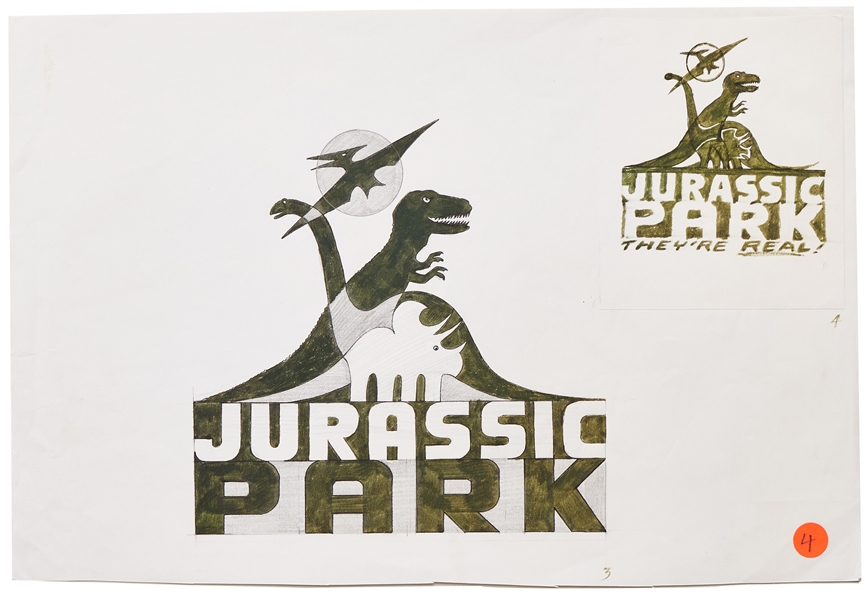 Original ''Jurassic Park'' Production Sketch Created in Development for the 1993 Film