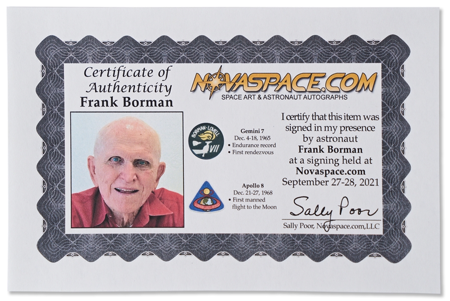 Scarce Type I ''Earthrise'' Photo Taken During the Apollo 8 Mission, Signed by Commander Frank Borman Who Writes a Christmas Greeting from the Mission