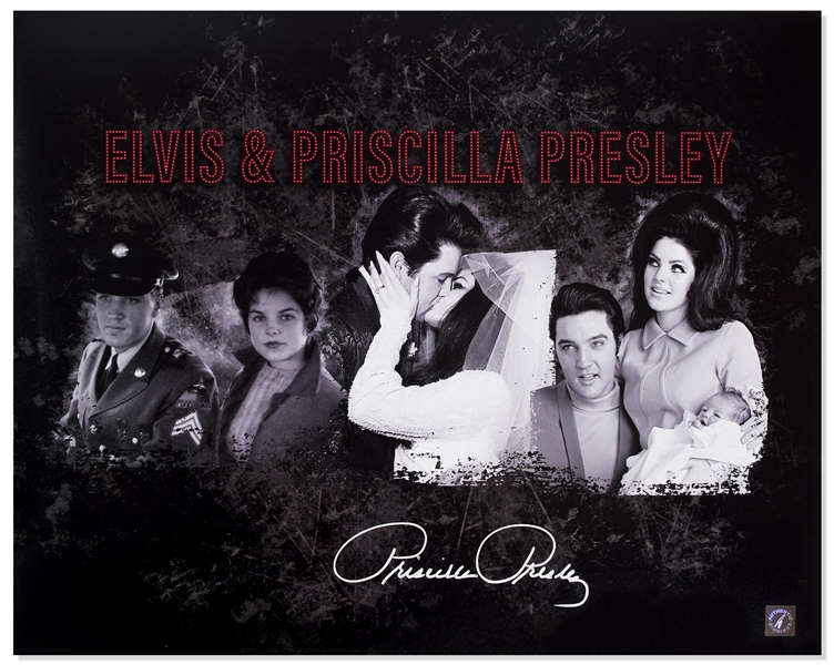 Priscilla Presley Signed 20'' x 16'' Elvis Collage Photo