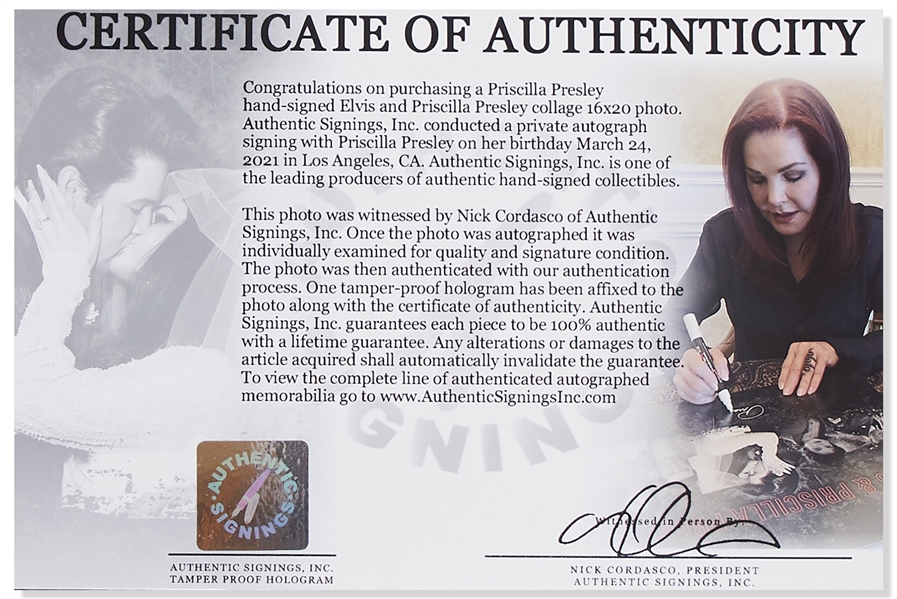Priscilla Presley Signed 20'' x 16'' Elvis Collage Photo