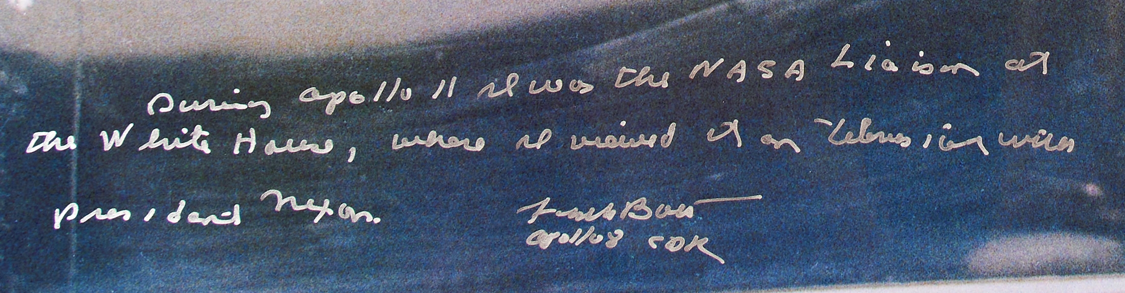 Frank Borman Signed 20'' x 16'' of Richard Nixon Visiting the Apollo 11 Crew in Quarantine -- Borman Writes that He Watched the Apollo 11 Moon Landing with Nixon