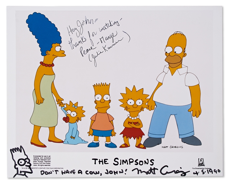 Matt Groening and Julie Kavner Signed ''Simpsons'' 10'' x 8'' Photo from 1990 -- With PSA/DNA COA