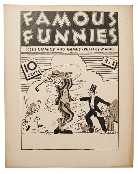 Comic Artwork from the Estate of Frank Thorne -- Includes Cover Artwork of ''Famous Funnies'' #1 by Mayes Measuring 16'' x 20''