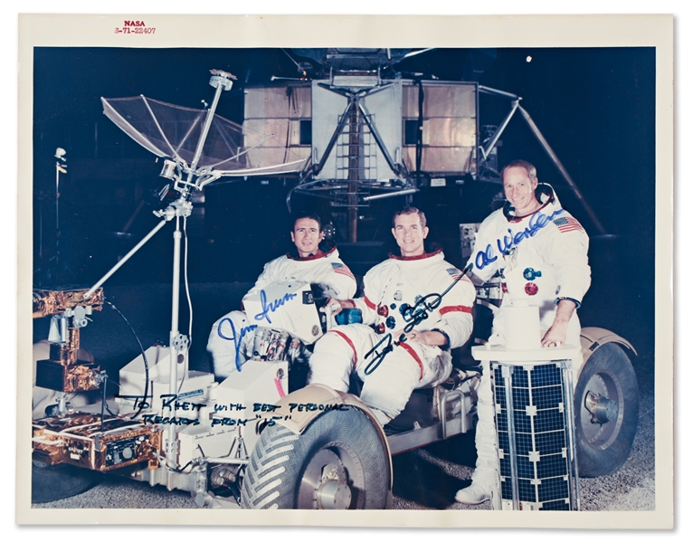 Apollo 15 Crew-Signed Red Number Photo on ''A Kodak Paper''