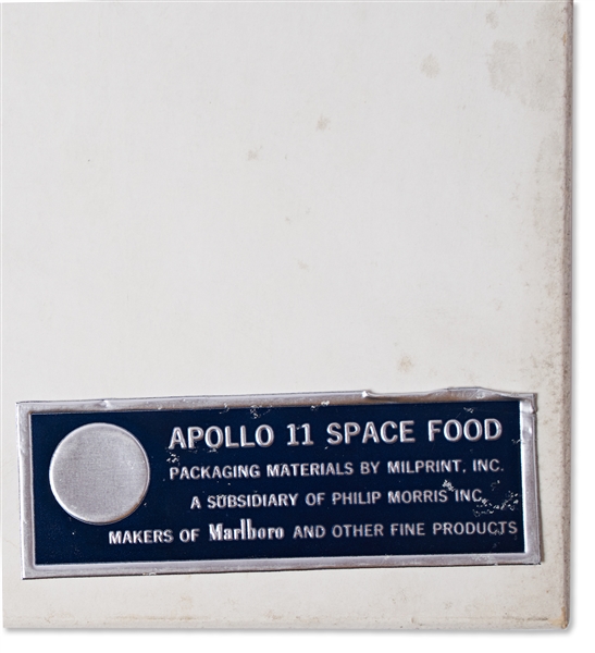 Apollo 11 Space Food Display Including Two Food Items, Menu & Brochure ''Feeding America's Astronauts''