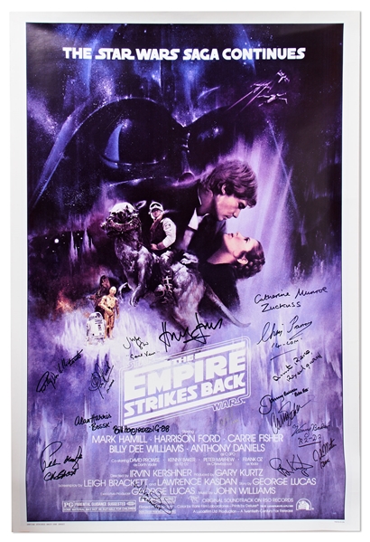 ''The Empire Strikes Back'' Cast-Signed Poster -- With Beckett COA for All 17 Signatures Including Harrison Ford, Carrie Fisher & Mark Hamill