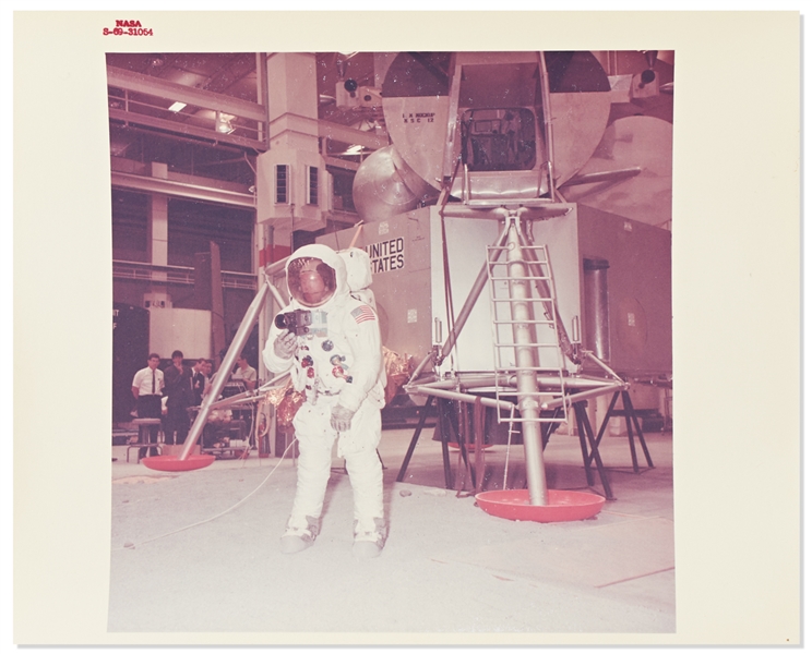Scarce Red Number Photo of Neil Armstrong Training for the Apollo 11 Mission -- On ''A Kodak Paper''