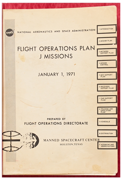 NASA ''Flight Operations Plan J Missions'' Dated 1971 -- J Missions Used the Lunar Roving Vehicle for Longer Stays on the Moon