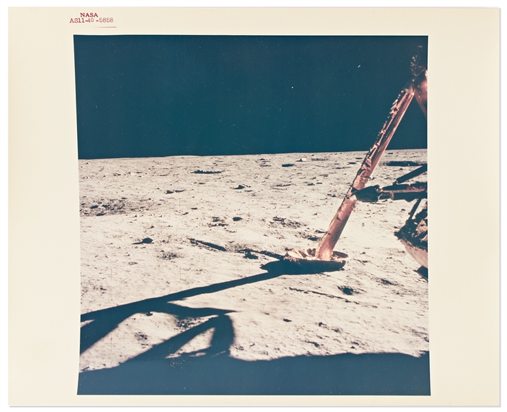 Red Number Photo of the Apollo 11 Lunar Module Foot on the Moon -- Printed on ''A Kodak Paper''