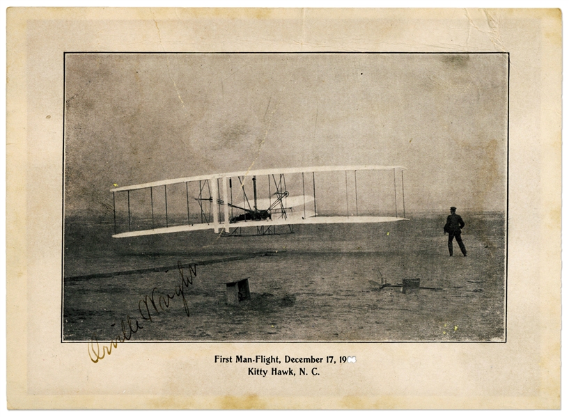 Orville Wright Signed ''First Flight'' Photo -- Uninscribed