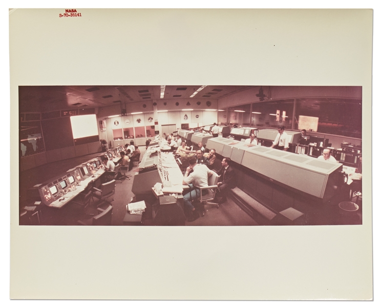 Red Number NASA Photo of Mission Control During Apollo 13 -- On ''A Kodak Paper''