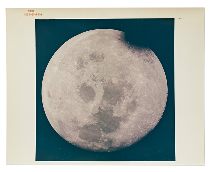 Red Number NASA Photo of a Near Full Moon from the Apollo 13 Mission -- On ''A Kodak Paper''