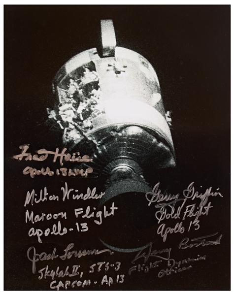 Apollo 13 Signed 8'' x 10'' Photo by Fred Haise & NASA Support Team of Jack Lousma, Milton Windler, Jerry Bostick and Gerry Griffin -- With Steve Zarelli COA