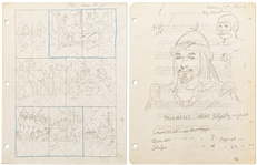 Original Hal Foster Prince Valiant Lot of Preliminary Artwork and Story Outlines -- #1781 for the 28 March 1971 Comic Strip