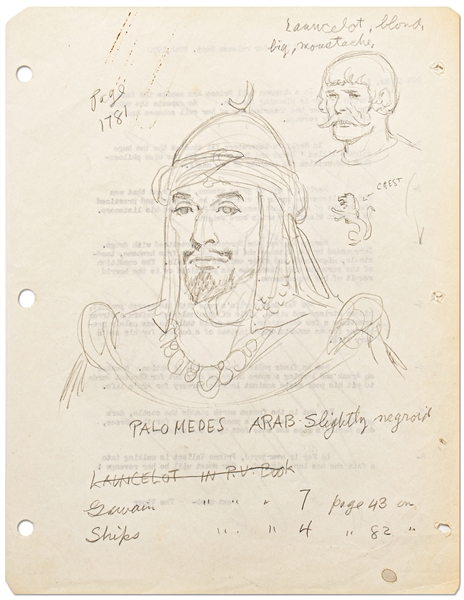 Original Hal Foster ''Prince Valiant'' Lot of Preliminary Artwork and Story Outlines -- #1781 for the 28 March 1971 Comic Strip