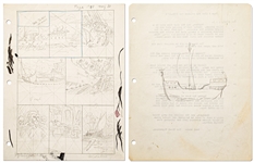 Original Hal Foster Prince Valiant Lot of Preliminary Artwork and Story Outlines -- #1790 for the 30 May 1971 Comic Strip