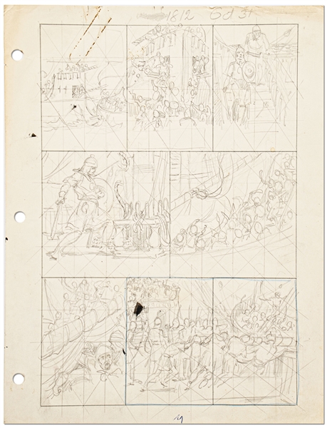 Original Hal Foster ''Prince Valiant'' Preliminary Artwork and Story Outlines -- #1812 for the 31 October 1971 Comic Strip