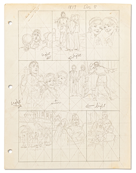 Original Hal Foster ''Prince Valiant'' Preliminary Artwork and Story Outlines -- #1817 for the 5 December 1971 Comic Strip