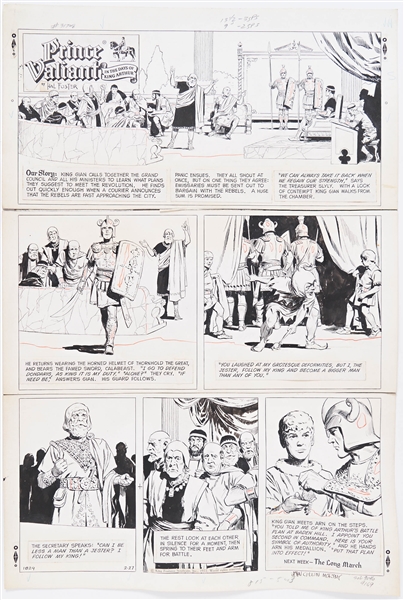 John Cullen Murphy ''Prince Valiant'' Sunday Comic Strip Original Artwork -- #1829 Dated 27 February 1972