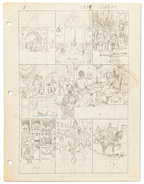 Original Hal Foster ''Prince Valiant'' Preliminary Artwork and Story Outlines -- #1859 for the 24 September 1972 Comic Strip