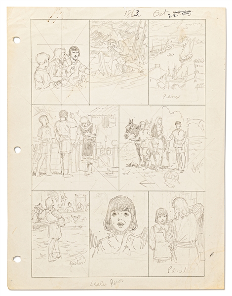 Original Hal Foster ''Prince Valiant'' Preliminary Artwork and Story Outlines -- #1863 for the 22 October 1972 Comic Strip