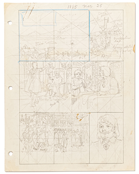 Original Hal Foster ''Prince Valiant'' Preliminary Artwork and Story Outlines -- #1885 for the 25 March 1973 Comic Strip