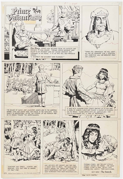 John Cullen Murphy ''Prince Valiant'' Sunday Comic Strip Original Artwork -- #1892 Dated 13 May 1973