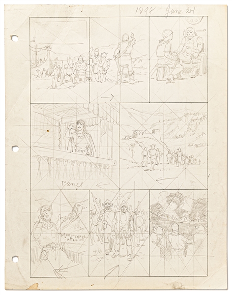 Original Hal Foster ''Prince Valiant'' Preliminary Artwork and Story Outlines -- #1898 for the 24 June 1973 Comic Strip