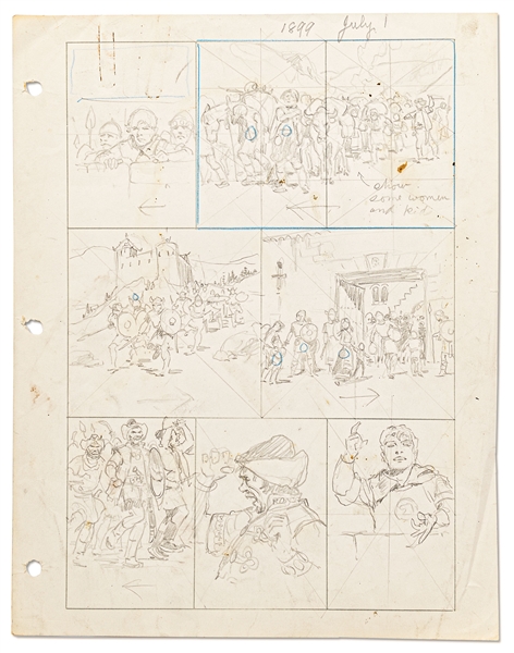 Original Hal Foster ''Prince Valiant'' Preliminary Artwork and Story Outlines -- #1899 for the 1 July 1973 Comic Strip