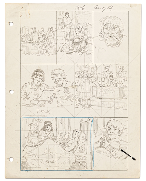Original Hal Foster ''Prince Valiant'' Preliminary Artwork and Story Outlines -- #1906 for the 19 August 1973 Comic Strip
