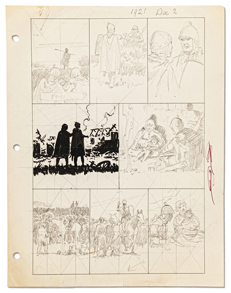 Original Hal Foster ''Prince Valiant'' Preliminary Artwork and Story Outlines -- #1921 for the 2 December 1973 Comic Strip