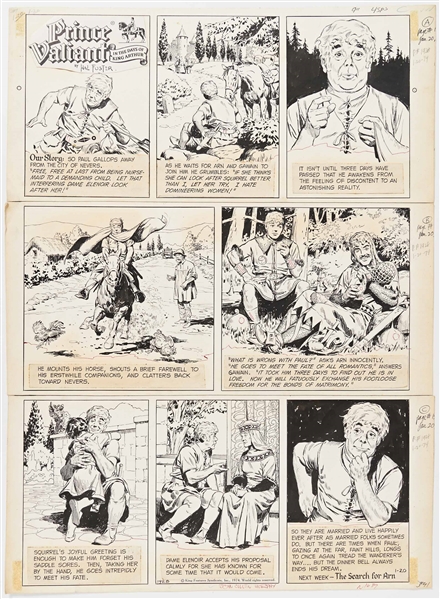 John Cullen Murphy ''Prince Valiant'' Sunday Comic Strip Original Artwork -- #1928 Dated 20 January 1974