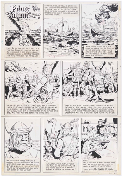 John Cullen Murphy ''Prince Valiant'' Sunday Comic Strip Original Artwork -- #1929 Dated 27 January 1974