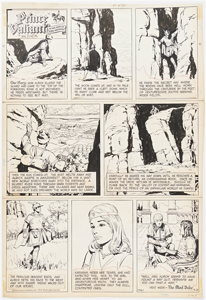 John Cullen Murphy ''Prince Valiant'' Sunday Comic Strip Original Artwork -- #1941 Dated 21 April 1974