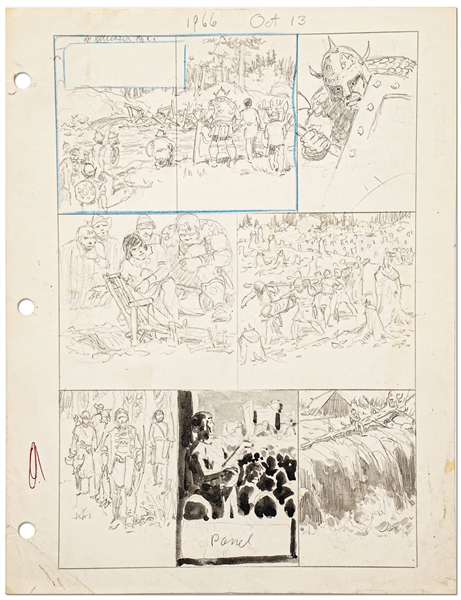 Original Hal Foster ''Prince Valiant'' Preliminary Artwork and Story Outlines -- #1966 for the 13 October 1974 Comic Strip