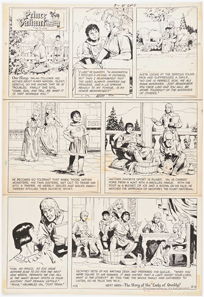 John Cullen Murphy ''Prince Valiant'' Sunday Comic Strip Original Artwork -- #1975 Dated 15 December 1974