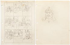Original Hal Foster Prince Valiant Lot of Preliminary Artwork and Story Outlines -- #1982 for the 2 February 1975 Comic Strip