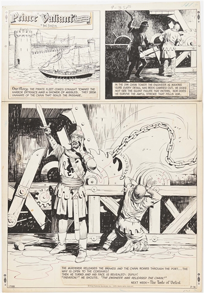 John Cullen Murphy ''Prince Valiant'' Sunday Comic Strip Original Artwork -- #1988 Dated 16 March 1975