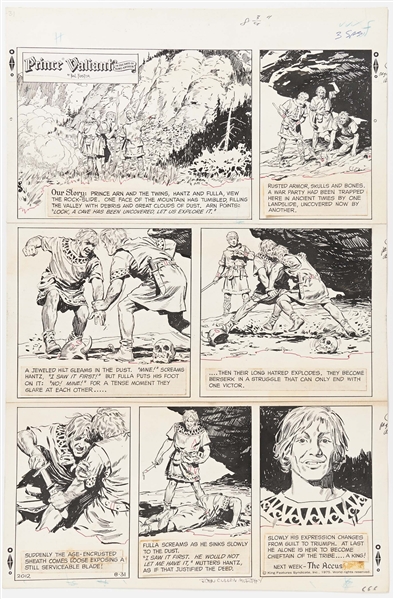 John Cullen Murphy ''Prince Valiant'' Sunday Comic Strip Original Artwork -- #2012 Dated 31 August 1975
